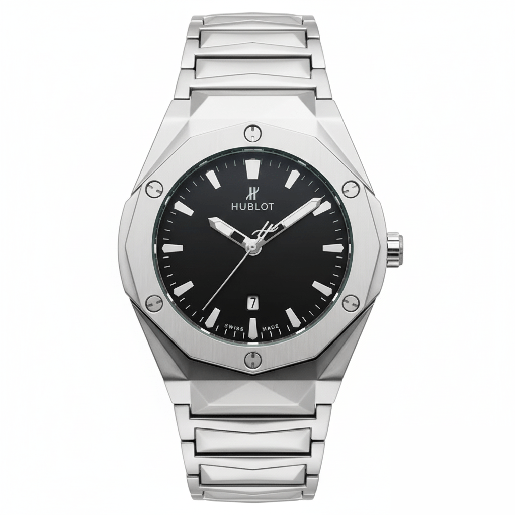 Elegant Sweep-Movement Men’s Quartz Watch HBLT 185 Silver Black