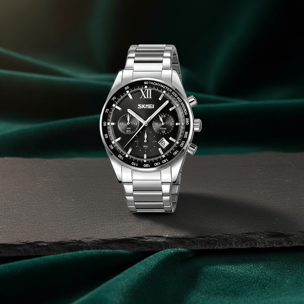 Premium SKMEI Men's Watch 9096 Dial Pad Black