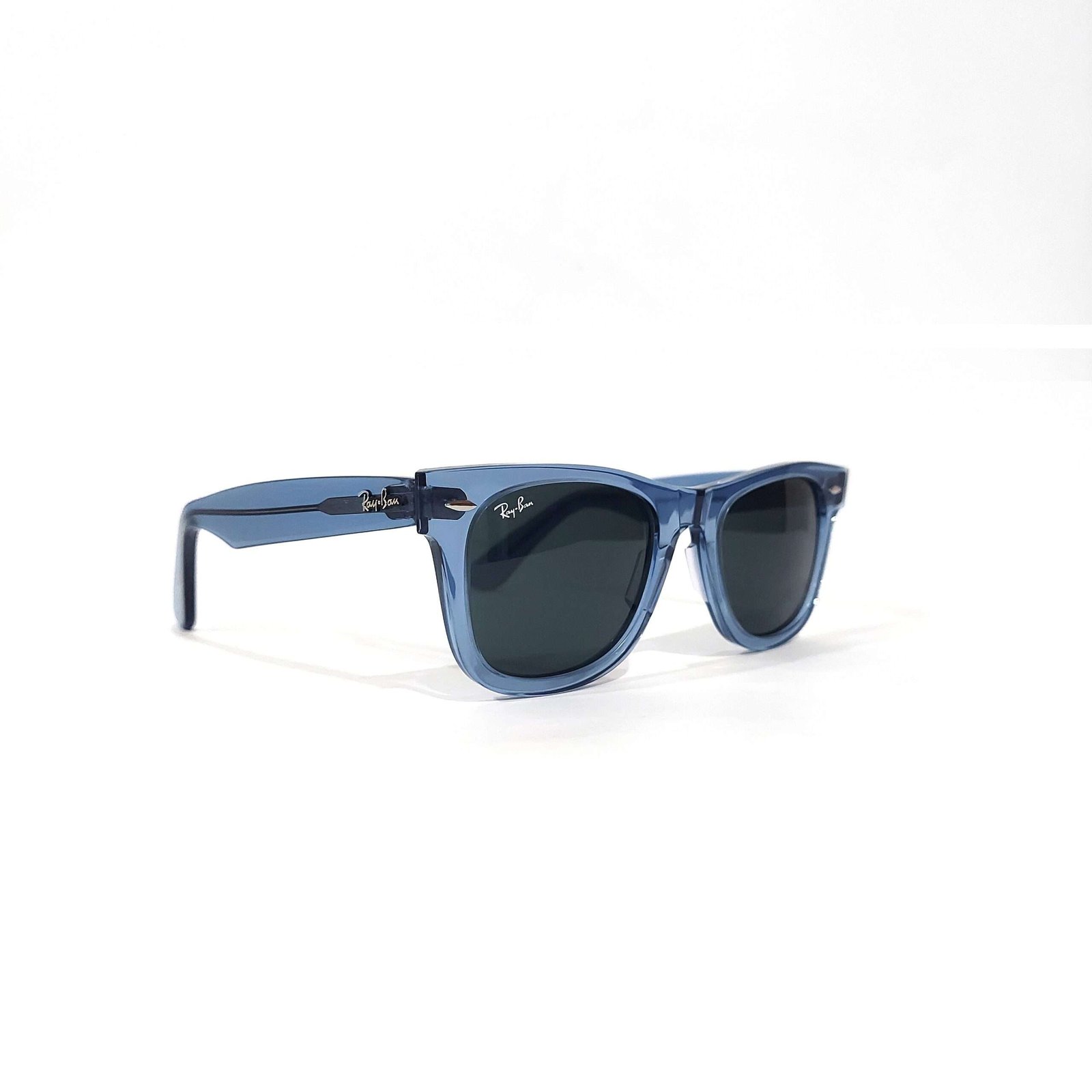 RayBan RB2140 Wayfarer Sunglass Acetate Transparent Sky Blue Frame Lens Black