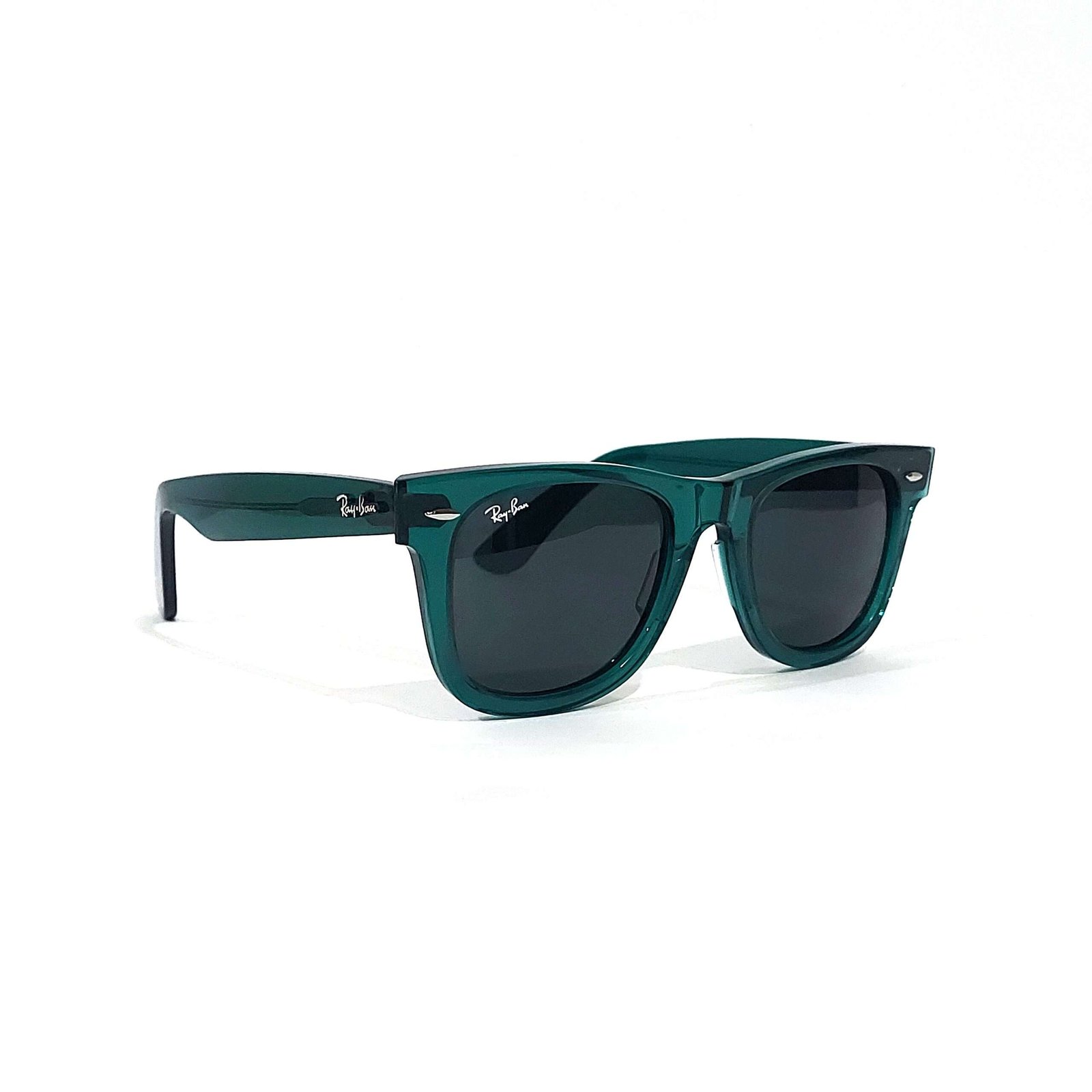 RayBan RB2140 Wayfarer Sunglass Acetate Transparent Green Frame Lens Black